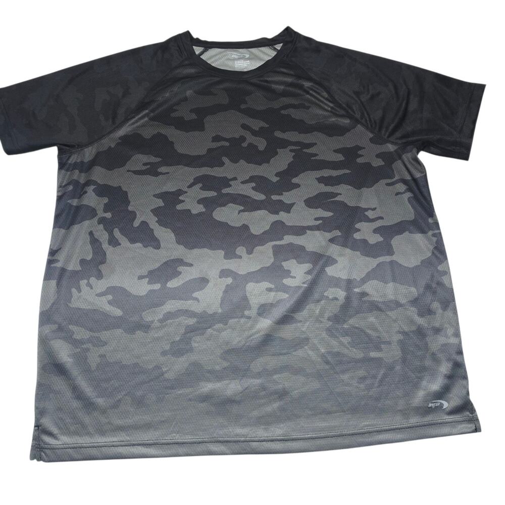 MTA Sport Shirt Mens XL Black Gray Camo Performance Athletic GRADIENT CAMO TEE